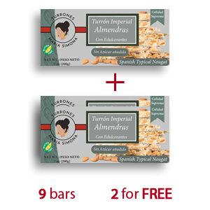Pack 9+2 Turrón con almendras duro sin azúcar / Sugar free hard almond nougat / Turon aux amandes tendre sans sucre / Hartes Mandelnougat ohne Zucker