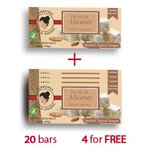 Pack 20+4 Turrón duro de Alicante/ Alicante hard Nougat / Turon de Alicante dur