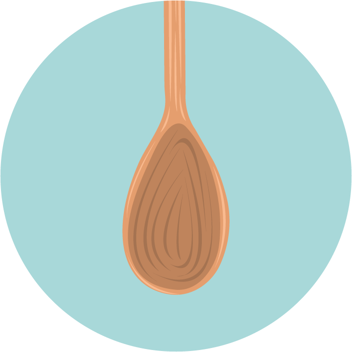 Almond wood spoon for Turron. This image identifies the recipes section of the website.