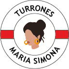 Logo de Turrónes Maria Simona avec illustration d'une femme élégante