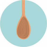 Almond wood spoon for Turron. This image identifies the recipes section of the website.
